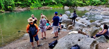 people on the river in tour