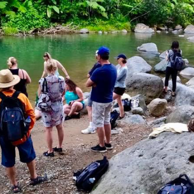 people on the river in tour