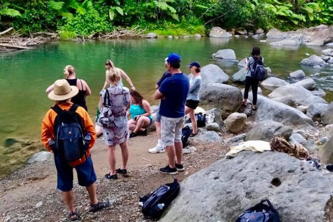 people on the river in tour