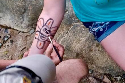 arm paint in wild and scenic rainforest nature walk